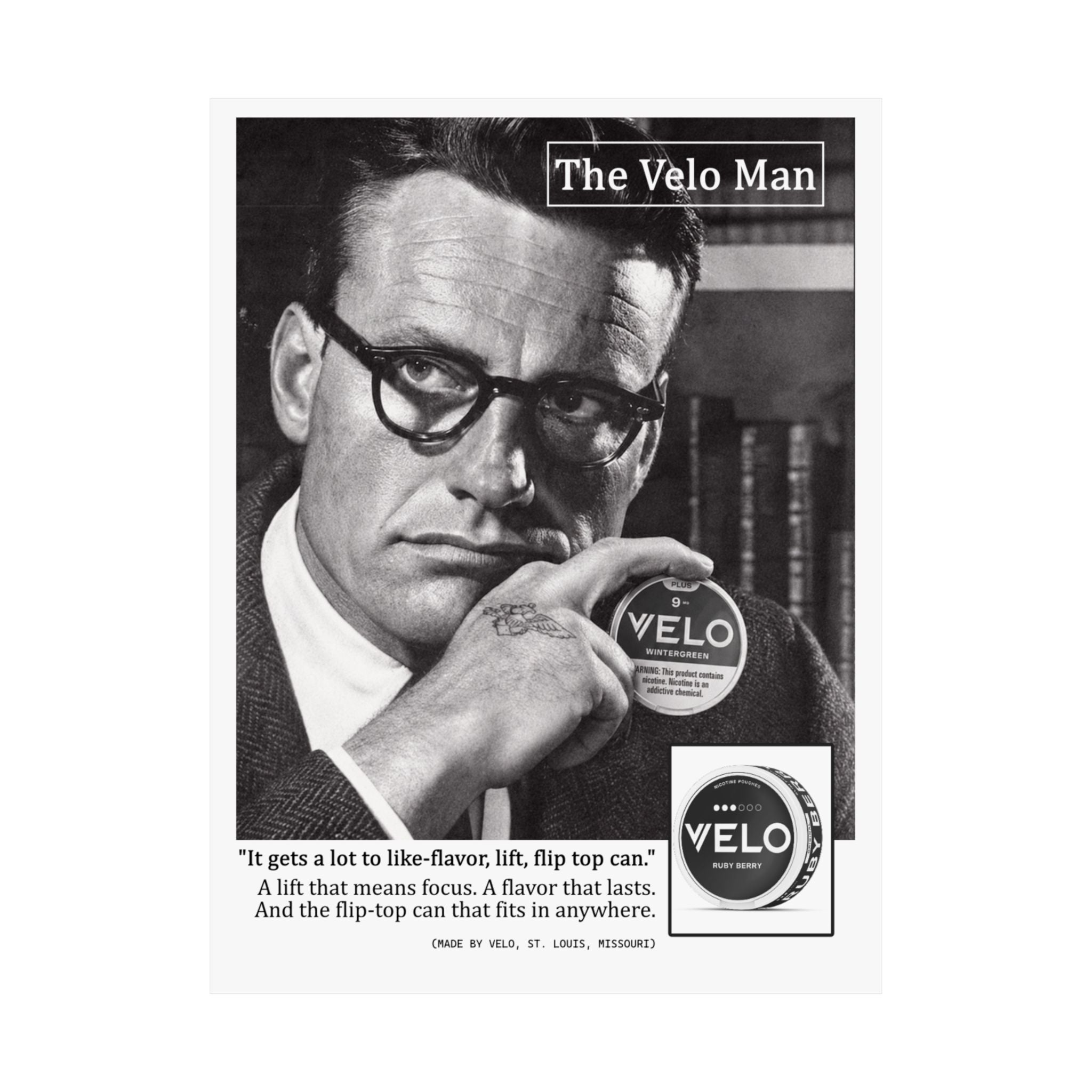 The Velo Man Ciggarette Parody Poster